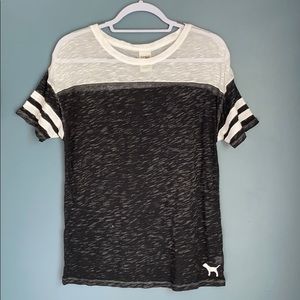 PINK Oversized Gray & White Tee